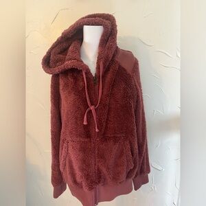 Billabong Still Cozy Teddy Faux Sherpa Hoodie Zip Up Jacket SZ L